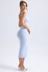 Grainne-Ruched Open-Back Midaxi Dress in Light Blue