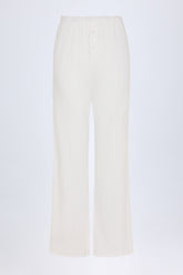 Libby-Pointelle Mid-Rise Straight-Leg Trousers in White