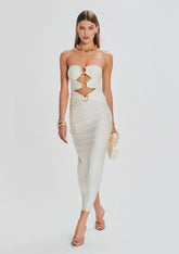 Lily Lycra Maxi Dress-White