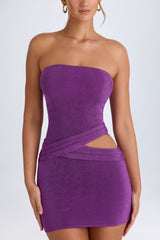 Damia-Cut-Out Bandeau Mini Dress in Grape