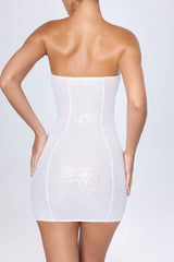 Cassidy-Embellished Bandeau Mini Dress in White