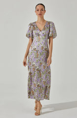 Satin Puff Sleeve Dress