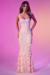 Vasanta-Embellished Fishtail Corset Gown in Pink