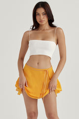 Clarice-Tangerine Floaty Layered Mini Skirt