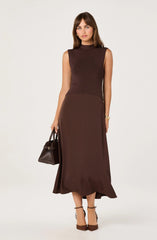 High Neck Tie-Back Midi Dress