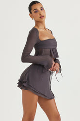 Clarice-Shadow Floaty Layered Mini Skirt