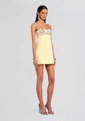 Lark Embroidered Dress-Yellow