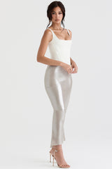 Colette-Shimmer Champagne Midi Skirt