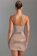 Alanni-Embellished Cut-Out Mini Dress in Honey