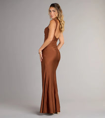 Kaitlin Low Back Slit Mermaid Formal Dress-BROWN