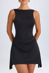 Shirin-Draped Open-Back Mini Dress in Black