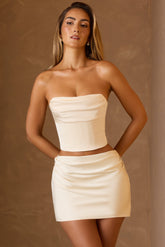 Isla-Draped Lace-Up Corset Top in Ivory