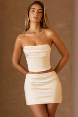 Isla-Draped Lace-Up Corset Top in Ivory