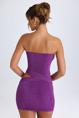Damia-Cut-Out Bandeau Mini Dress in Grape
