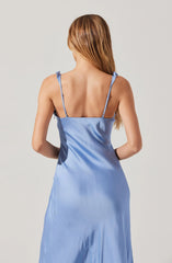 Zoie Satin Ruffle Midi Dress