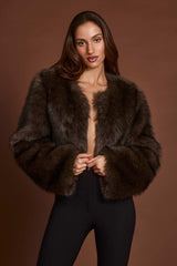 Almerinda-Faux Fur Cropped Bolero in Brown