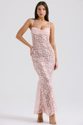 Azzurra-Rose Pink Lace Godet Gown