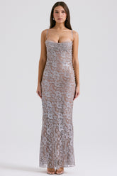 Azzurra-Ice Blue Lace Godet Gown