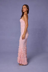 Amal-Lace-Up Corset Maxi Dress in Soft Pink