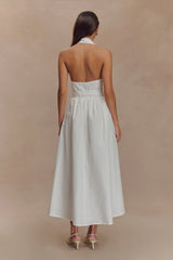 Cindy Collared Midi Dress - White