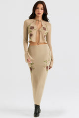 Asra-Artichoke Floral Tie Front Top