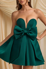 Norina-Bow-Detail Corset Mini Dress in Emerald Green
