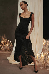 Cesca-Black Floral Maxi Dress