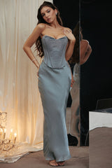 Amadi-Cool Blue Floor Length Maxi Skirt