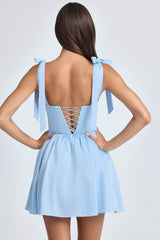 Bellamy-Draped Corset Mini Dress in Powder Blue