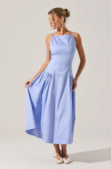 High Square Neck Midi Dress