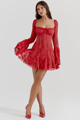 Analissa-Scarlet Lace Corset Dress