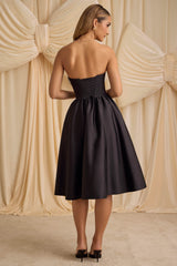 Gabrielle-Strapless Corset Midi Dress in Black