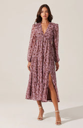 V-Neck Cutout Midi Dress