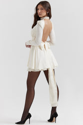 Aryana-Ivory Bow Mini Dress