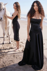 Anabella-Black Lace Up Maxi Dress