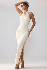 Anise-Premium Jersey Cowl Neck Backless Maxi Dress in Ivory