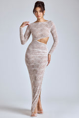Ingrid-Lace Long Sleeve Maxi Dress in Ivory