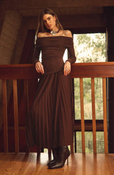 Tanaia Pleated Mixed Media Dress