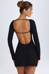 Mavisa-Cut-Out Long-Sleeve Mini Dress in Black