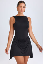 Shirin-Draped Open-Back Mini Dress in Black