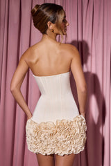 Mariella-Ruffled Corset Mini Dress in Ivory