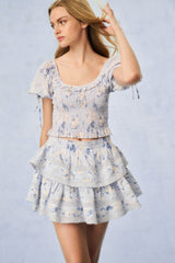 Molly Fragrance Print Top - WHISPER BLUE