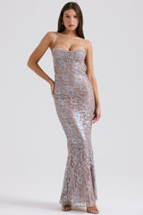 Azzurra-Ice Blue Lace Godet Gown