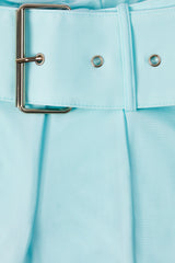 Gia-Tall Metallic Belted Mid-Rise Flared Trousers in Ice Blue