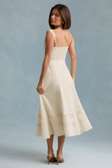 Aralisse-Cotton-Poplin A-Line Midaxi Dress in Ivory