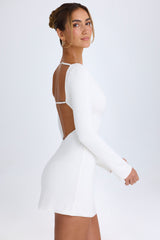 Mavisa-Cut-Out Long-Sleeve Mini Dress in White