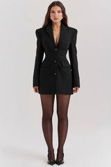 Amia-Black Blazer Mini Dress