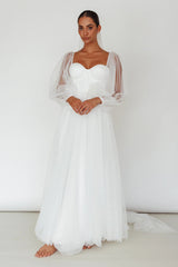 Fairytale Dream Sheer Sleeve Maxi Dress White