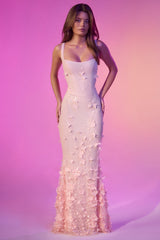Vasanta-Embellished Fishtail Corset Gown in Pink