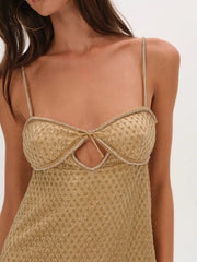 Glitter Slip Dress-Gold